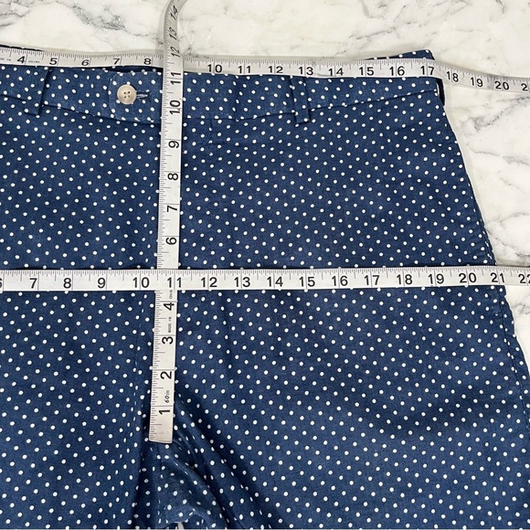 Peter Millar Blue Polka Dot Shorts 9” Linen Cotton Blend Flat Front Size 35 - Picture 4 of 7